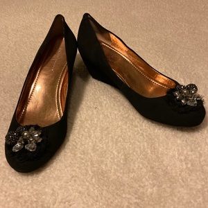 BCDGeneration black suede telly wedge jeweled